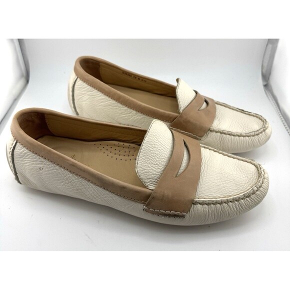 COLE HAAN Soft Leather Ivory/Tan Air Sadie Driver Penny Loafer Women’s 7 B - Picture 7 of 10